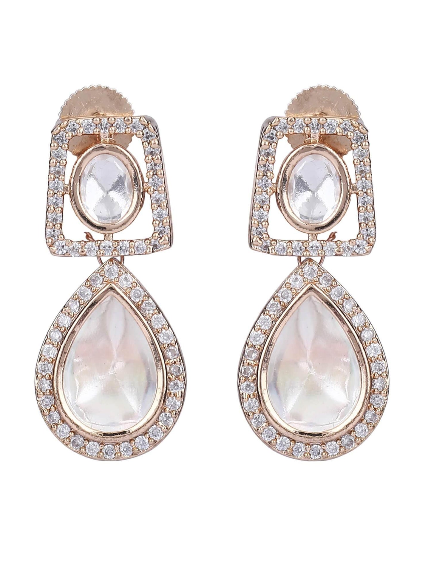 22KT Gold Plated Kundan Necklace Set - Auraa Trends