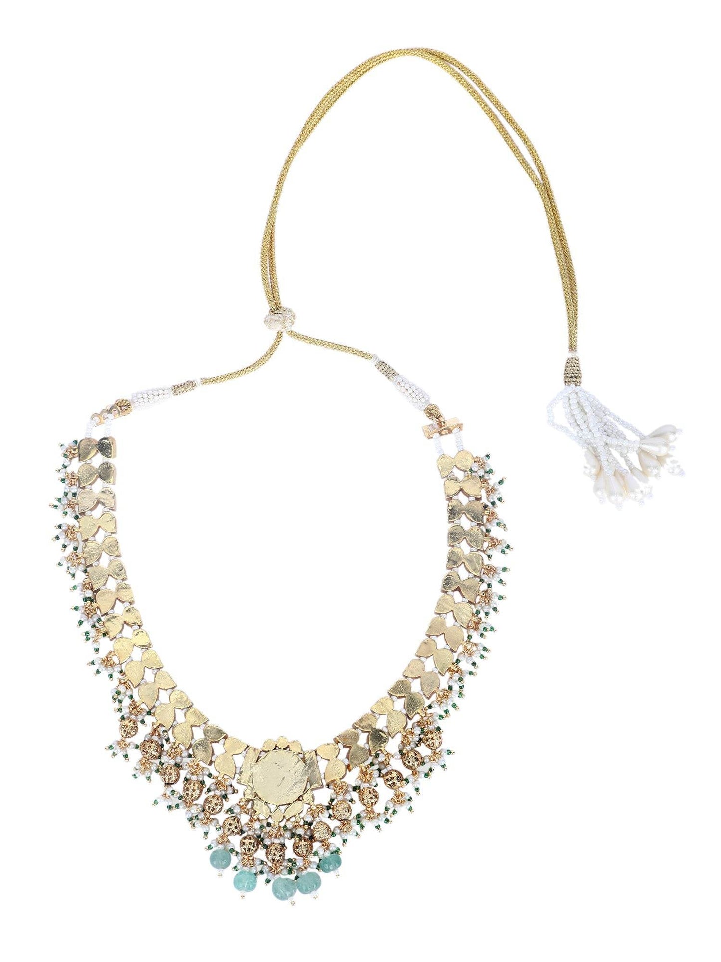 22KT Gold Plated Kundan Red and Green Necklace Set For women - Auraa Trends
