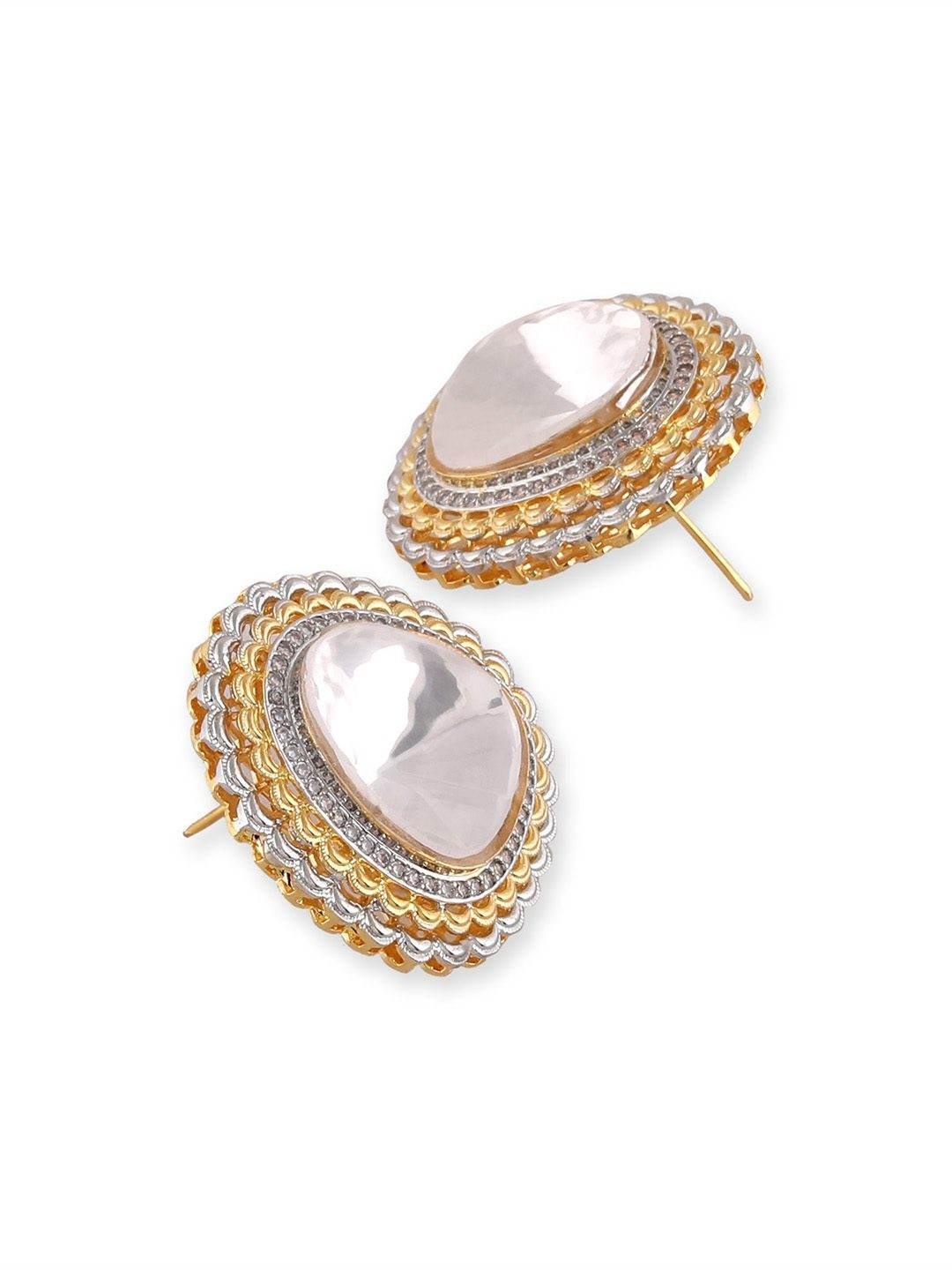 22KT Gold Plated Kundan Stud Earrings - Auraa Trends