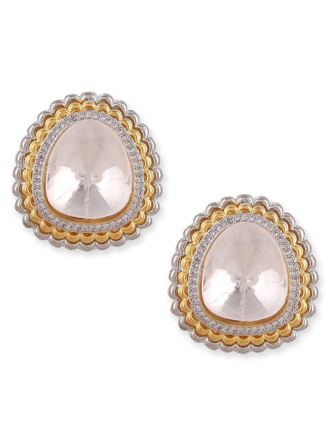 22KT Gold Plated Kundan Stud Earrings - Auraa Trends