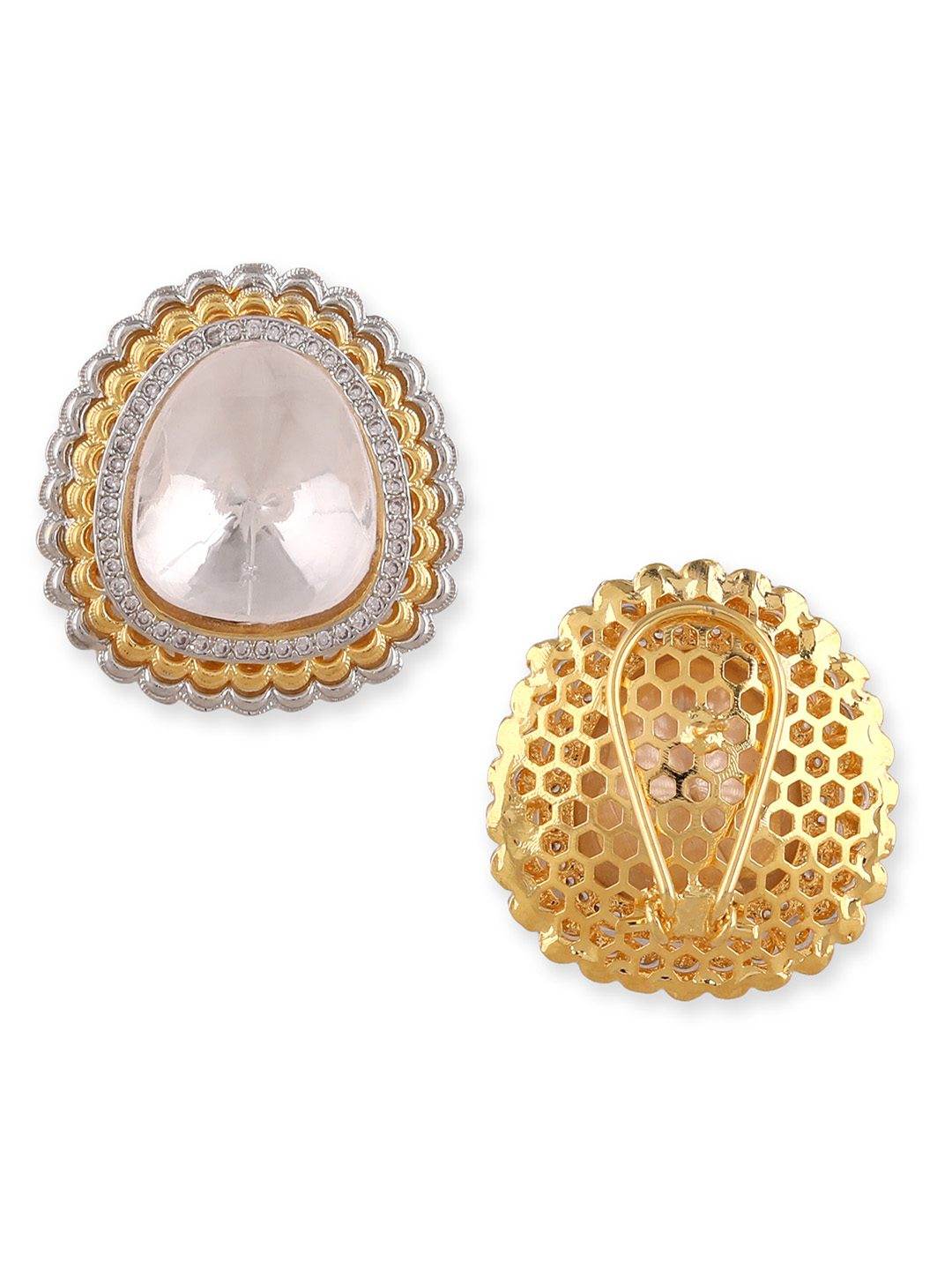 22KT Gold Plated Kundan Stud Earrings - Auraa Trends