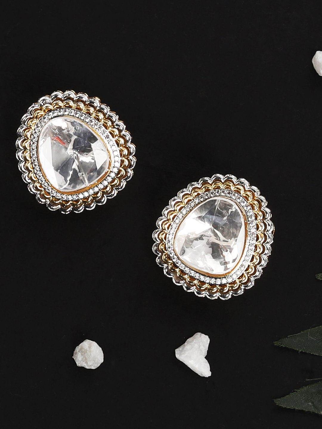 22KT Gold Plated Kundan Stud Earrings - Auraa Trends