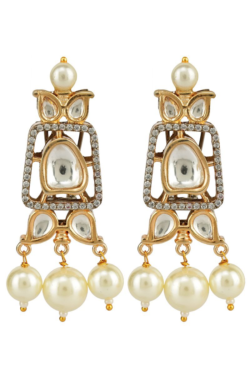Brilliant Gold Plated Bead & Kundan Polki Necklace Set