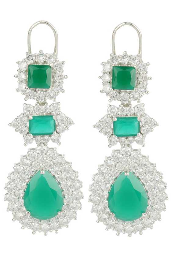 Glittering Rhodium Finish Diamante Necklace Set