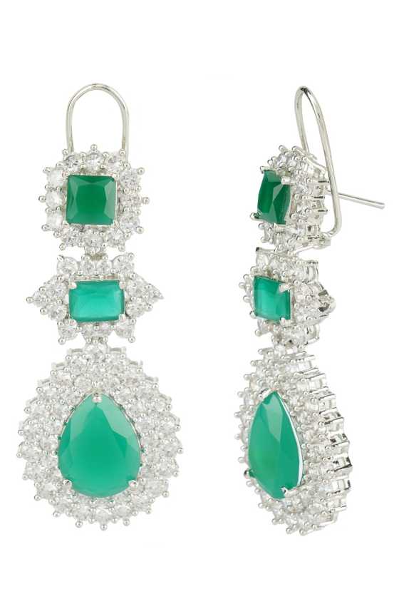 Glittering Rhodium Finish Diamante Necklace Set