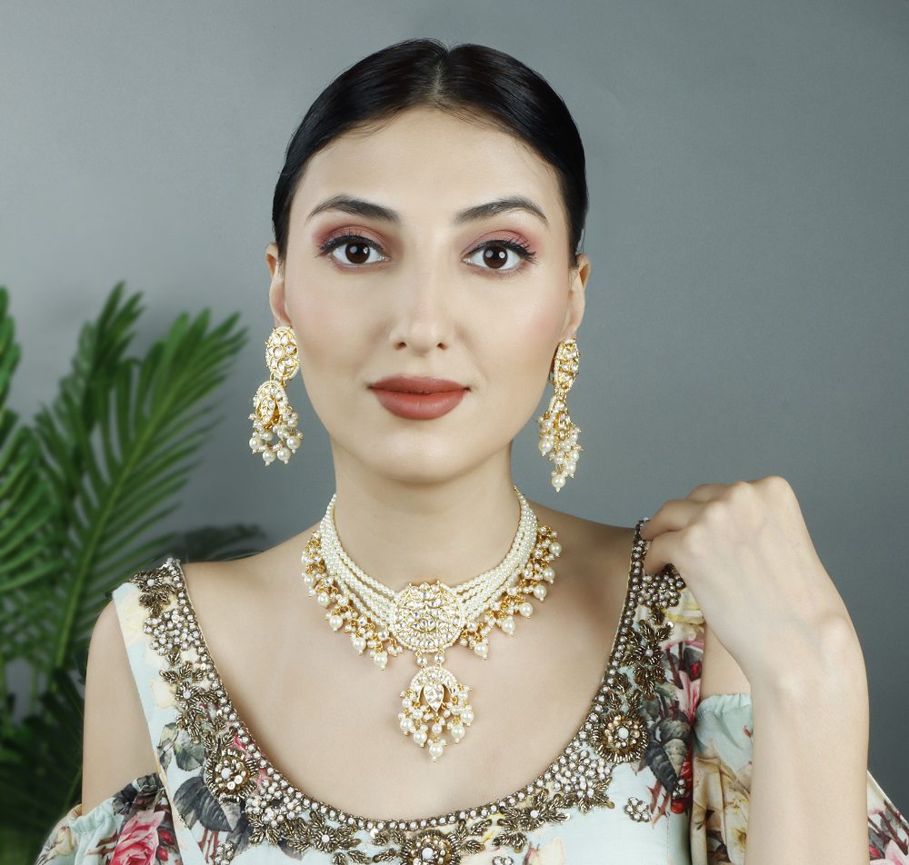 22KT Gold Plated Kundan Necklace Set