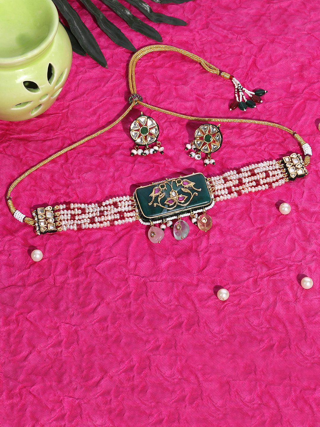 Magnificent Carved Natural Stone Necklace Set