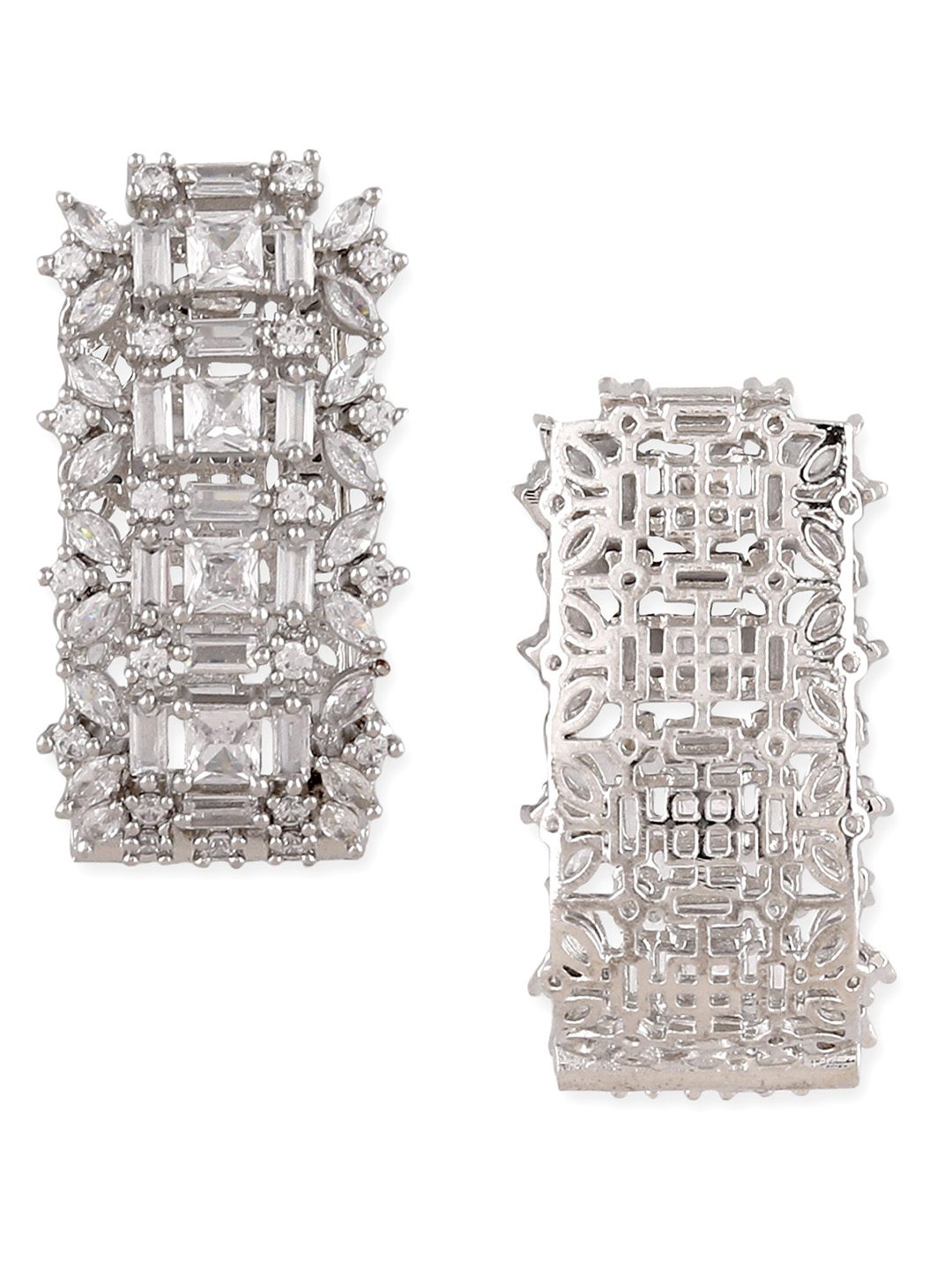 Regal Rhodium Plated American Diamond Earring