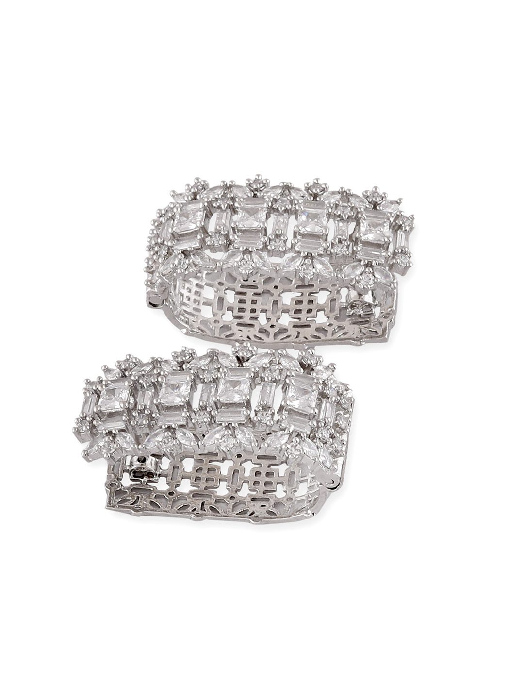 Regal Rhodium Plated American Diamond Earring