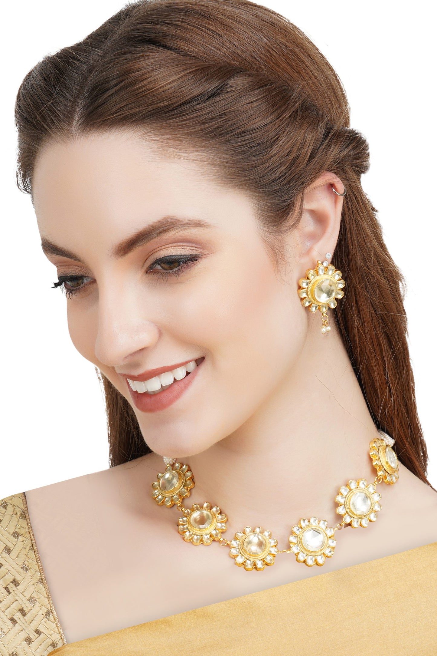 Noble Gold Plated Kundan Necklace Set