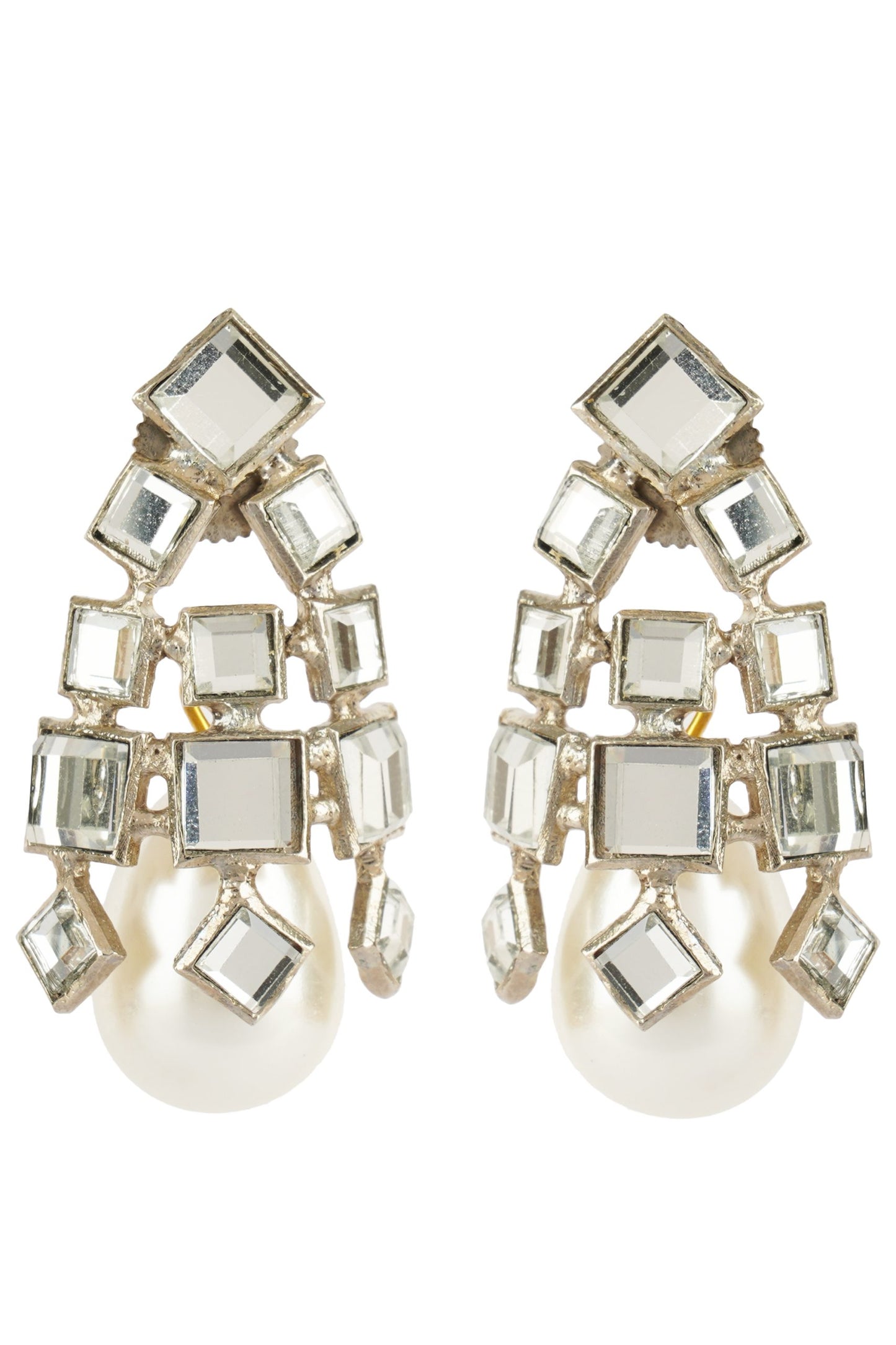 Aristocratic Gold Plated Kundan Pearl Drop Earrings