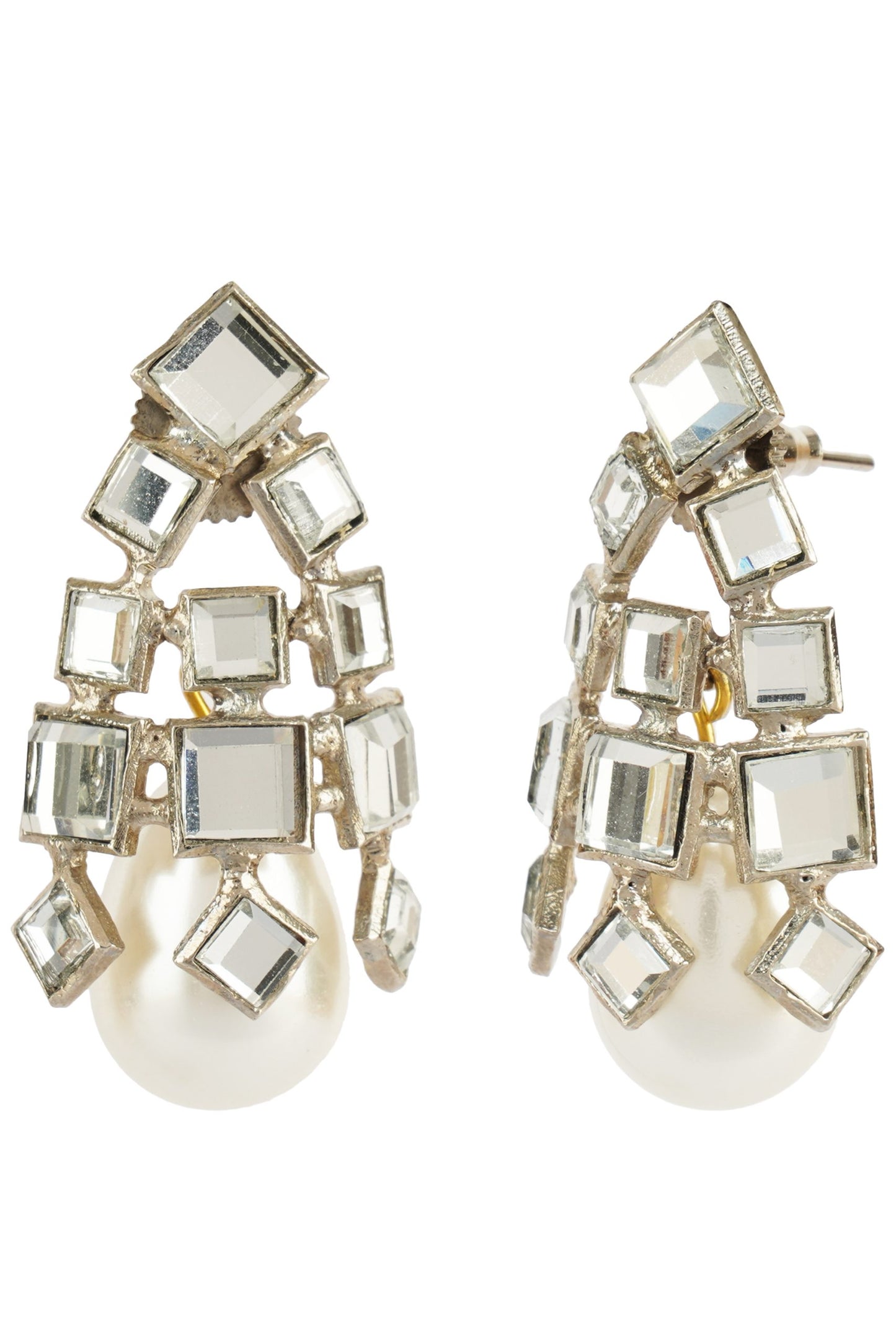 Aristocratic Gold Plated Kundan Pearl Drop Earrings