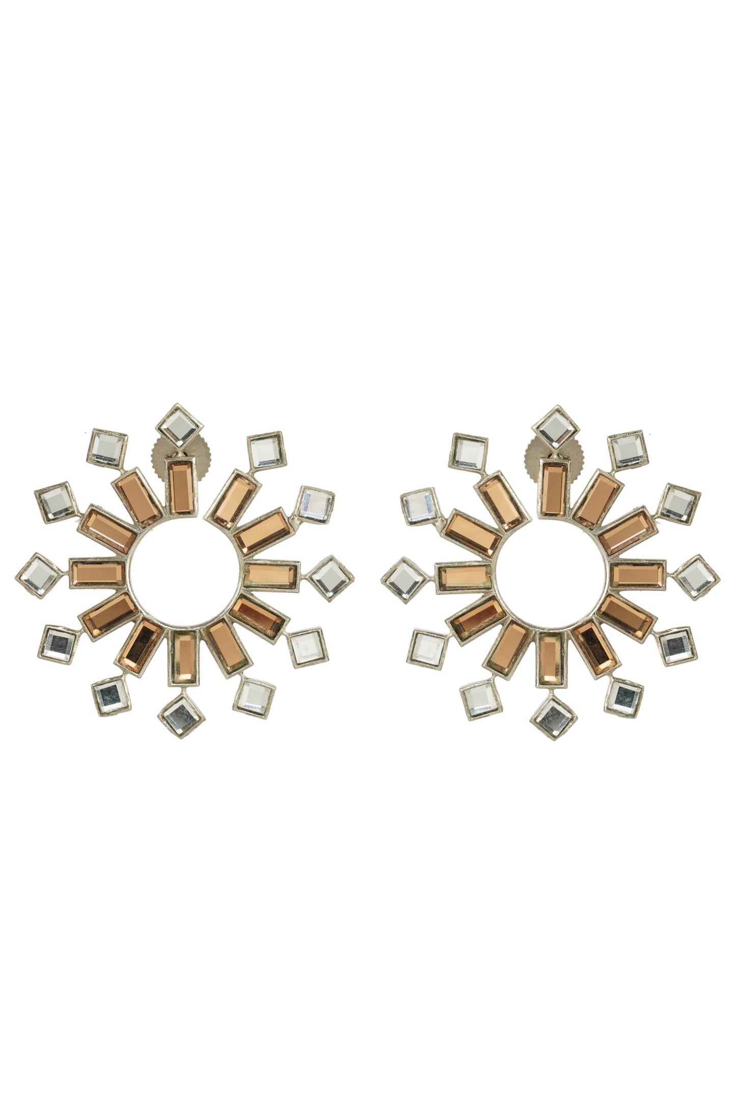 Gold Plated Kundan Stud Earrings - Elegant Radiance
