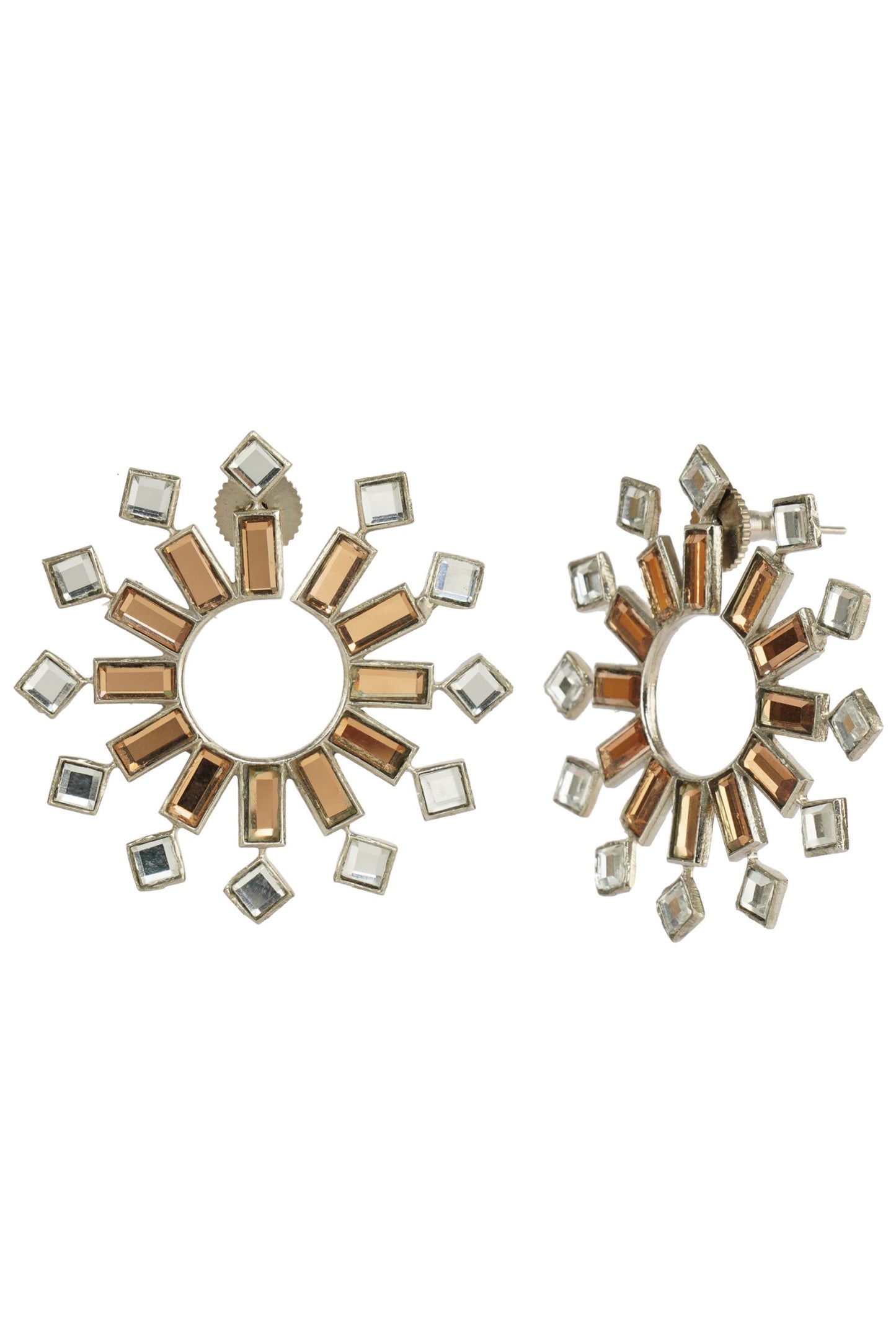 Gold Plated Kundan Stud Earrings - Elegant Radiance
