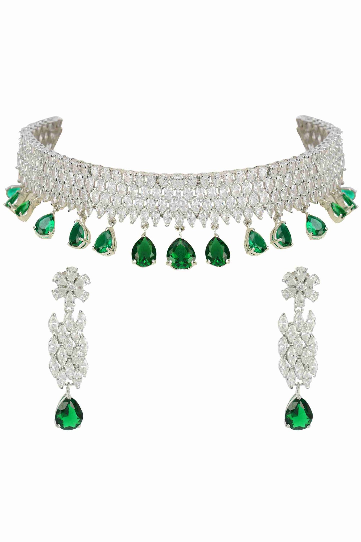 Sophisticated Rhodium Finish Diamond Choker set