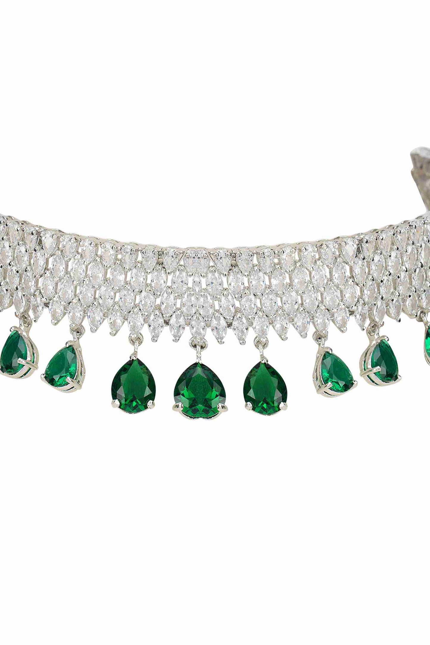 Sophisticated Rhodium Finish Diamond Choker set