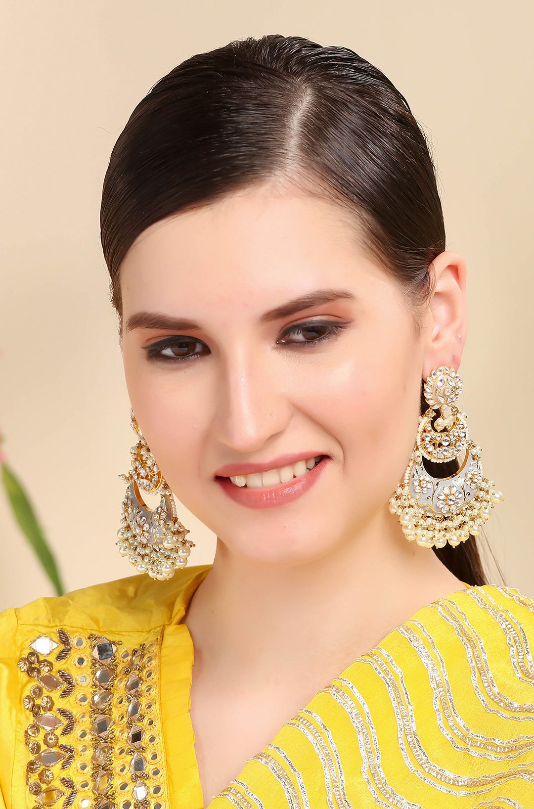 22KT Gold Plated Kundan Chaandbali Earrings