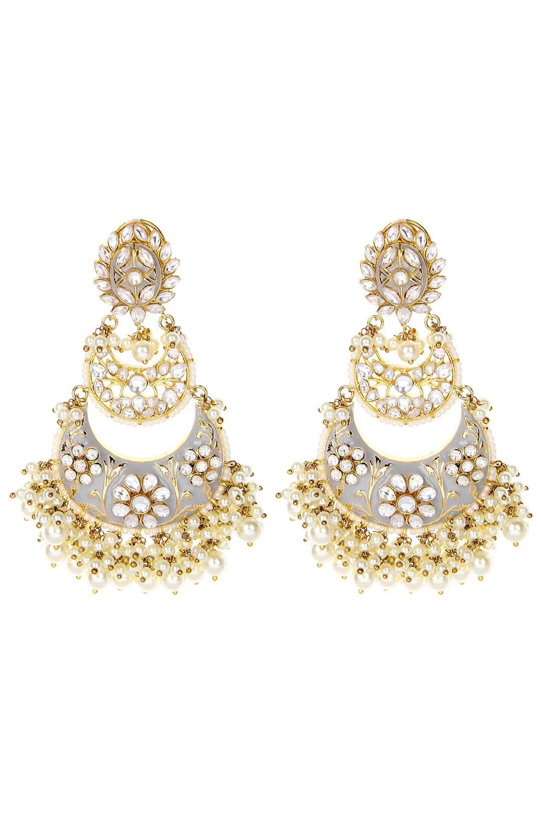 22KT Gold Plated Kundan Chaandbali Earrings