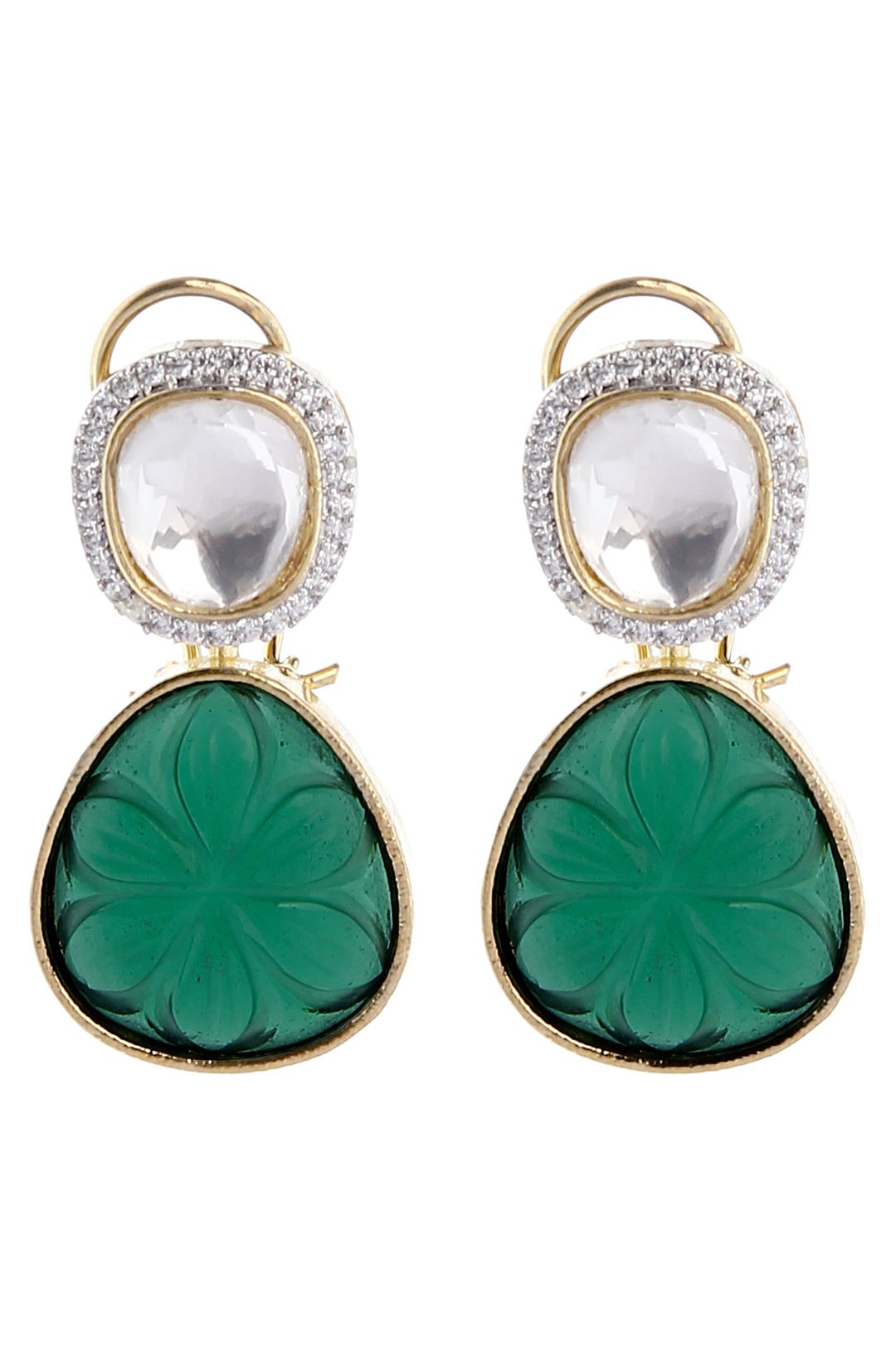 Shop Gold Plated Kundan Drop Earrings Set For Women
