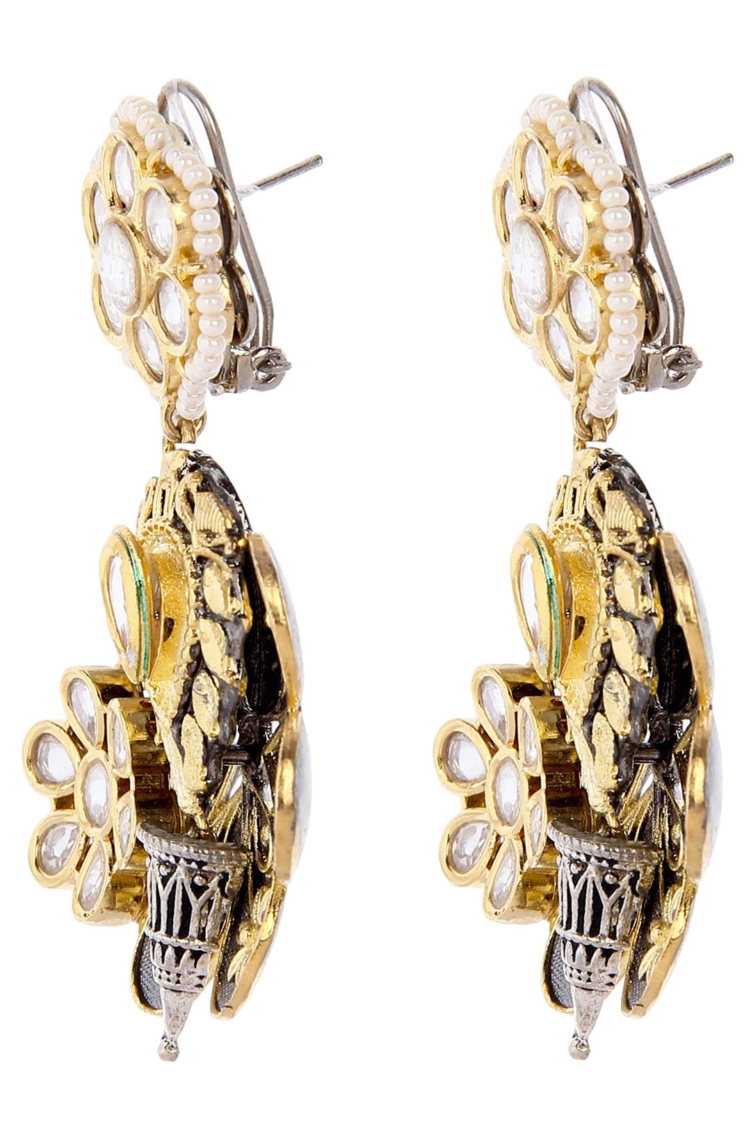 Antique Gold-Plated Moissanite Floral Drop Earrings Shop now