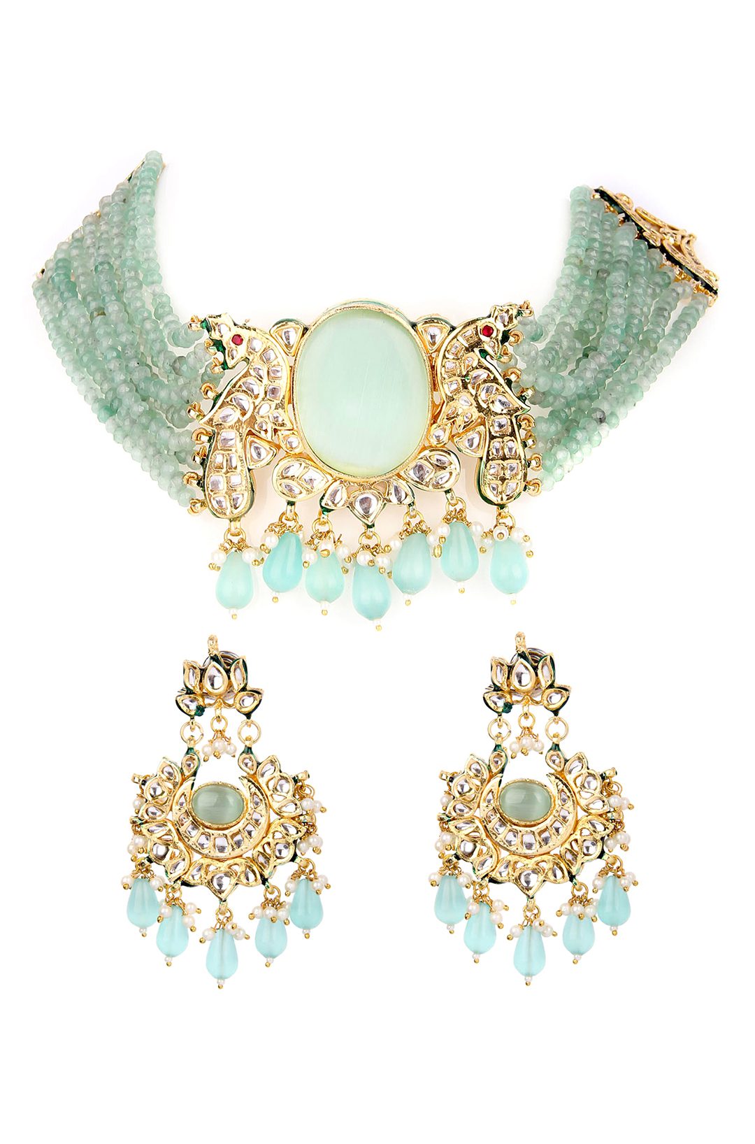 Refined Gold Plated Kundan Choker Necklace Set