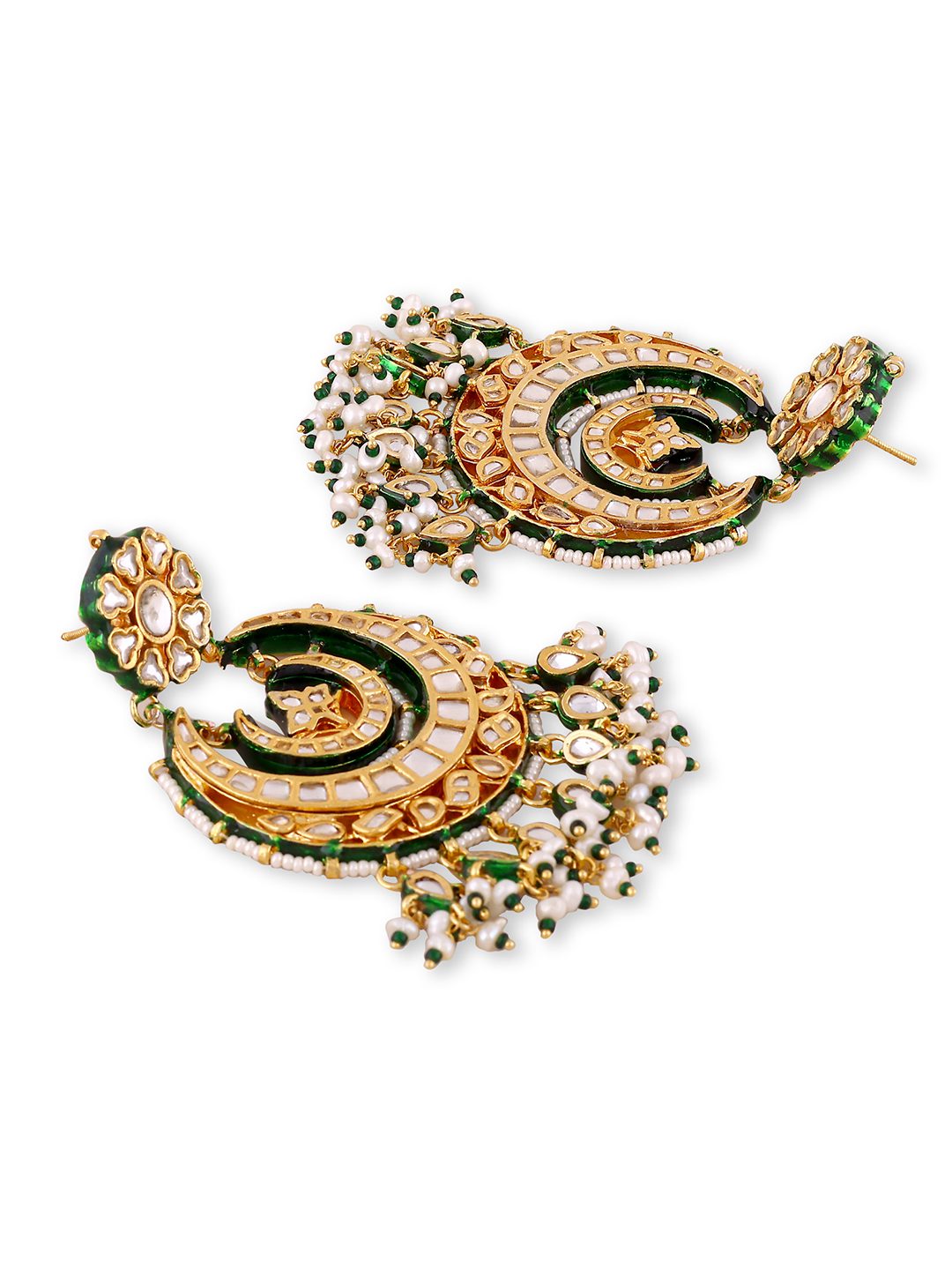 Gold-Plated Kundan Chandbali Earrings Set