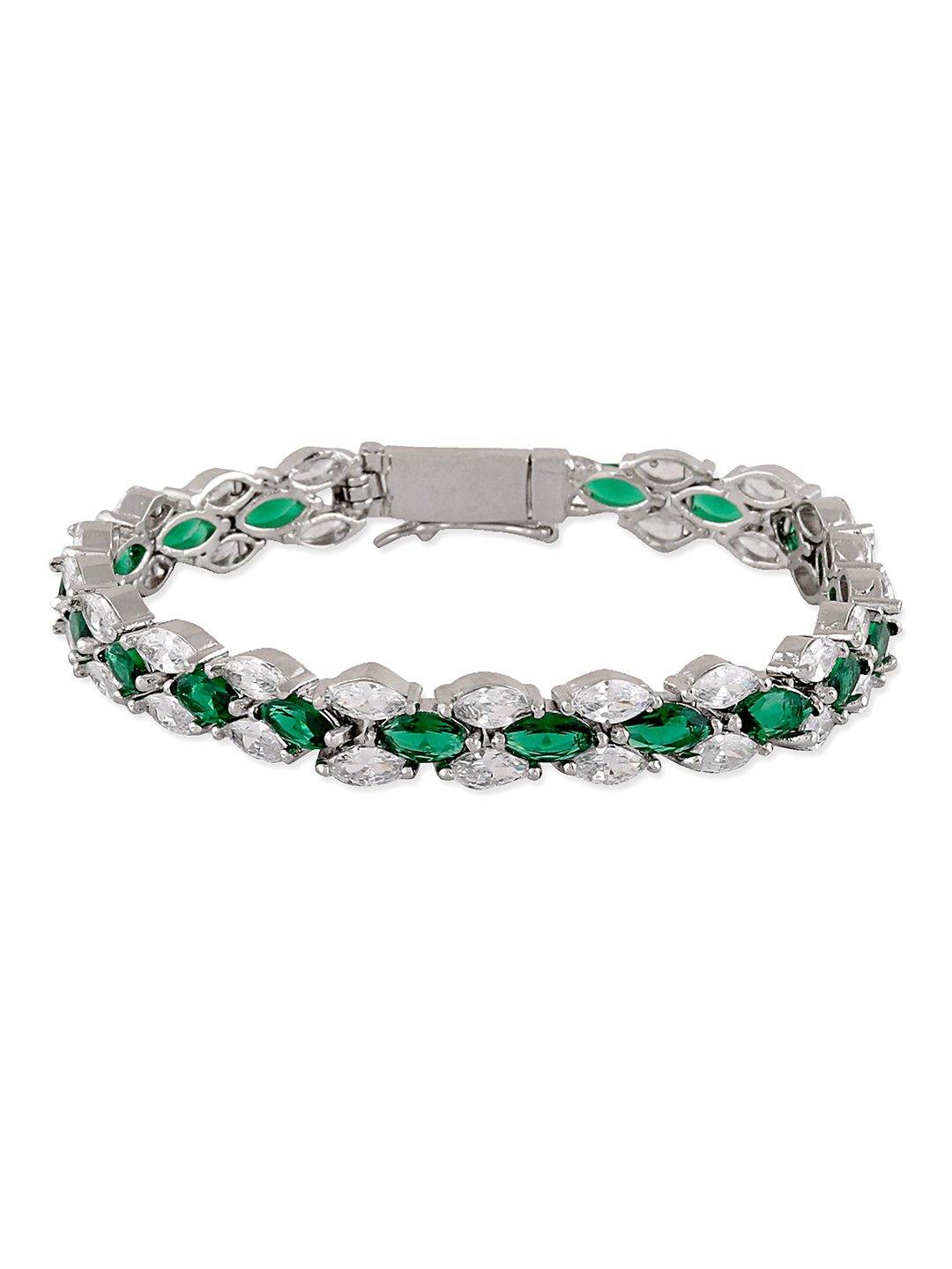 Sparkling Rhodium Plated American Diamond Bracelet - Auraa Trends