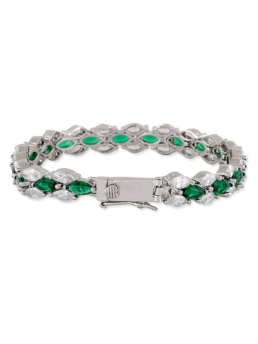 Sparkling Rhodium Plated American Diamond Bracelet - Auraa Trends