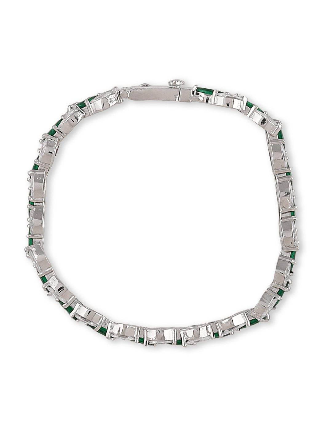 Sparkling Rhodium Plated American Diamond Bracelet - Auraa Trends