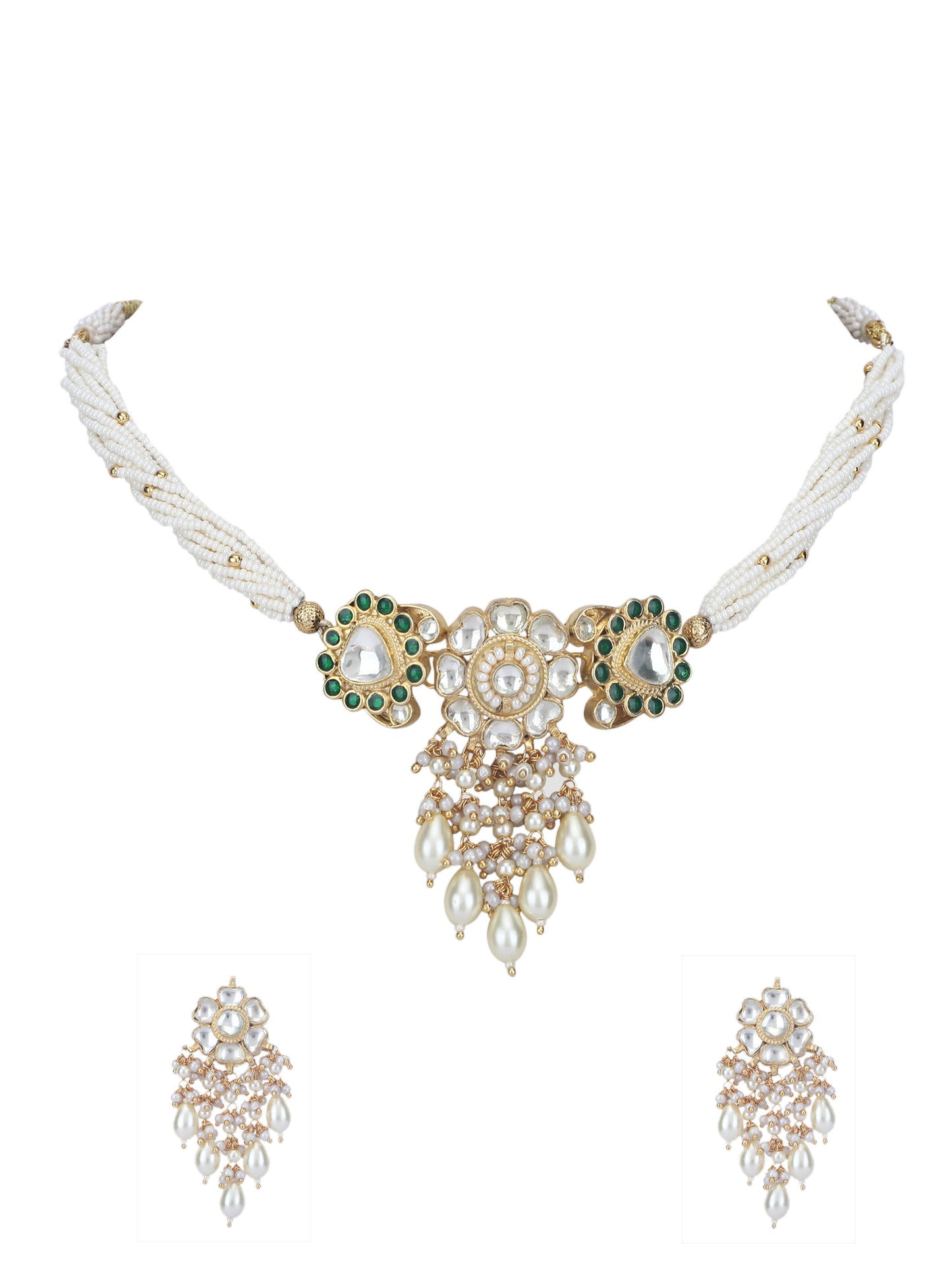 22KT gold Plated Kundan Classic Evergreen and sleek Kundan choker set with Pearls for women and girls