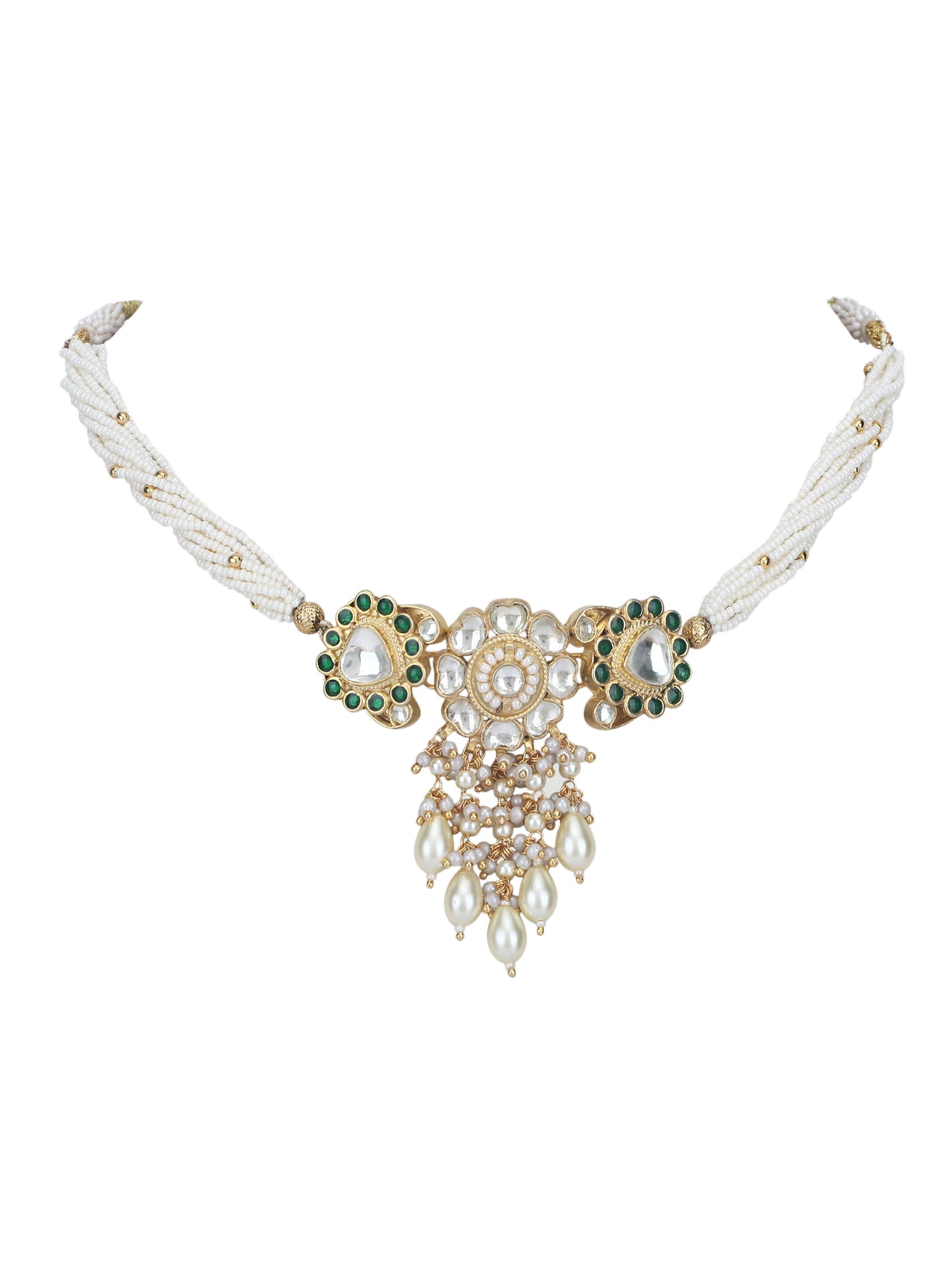 22KT gold Plated Kundan Classic Evergreen and sleek Kundan choker set with Pearls for women and girls