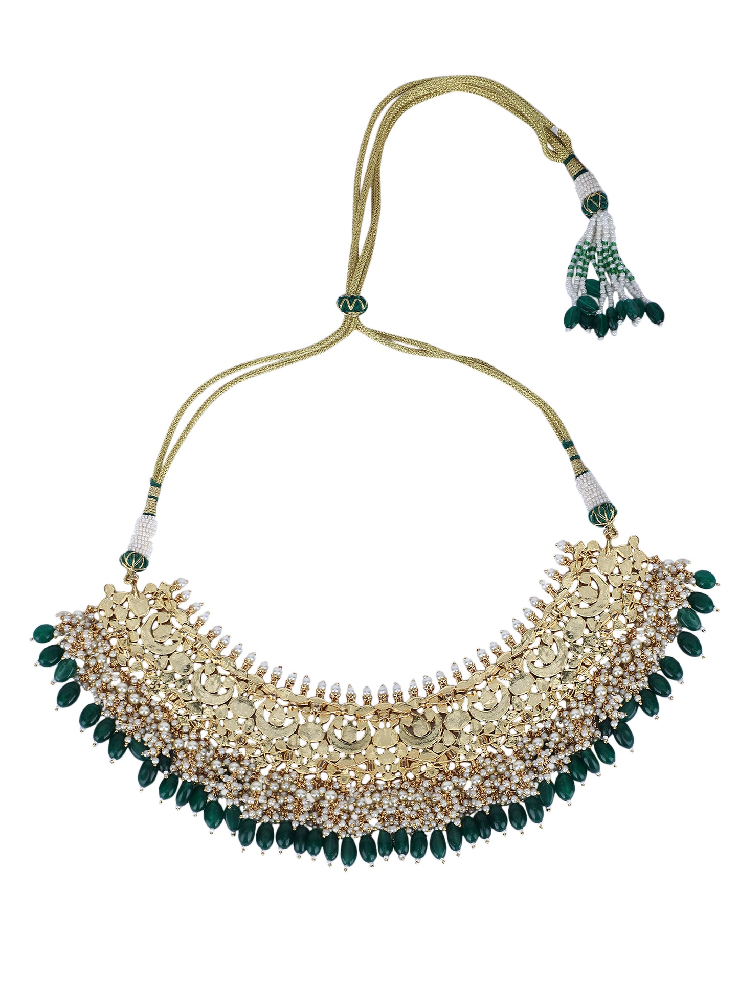 22KT Gold Plated Kundan Classic Green Necklace Set For women and Girls