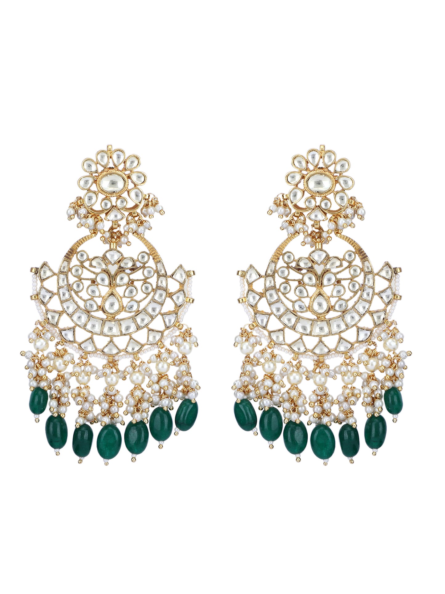22KT Gold Plated Kundan Classic Green Necklace Set For women and Girls