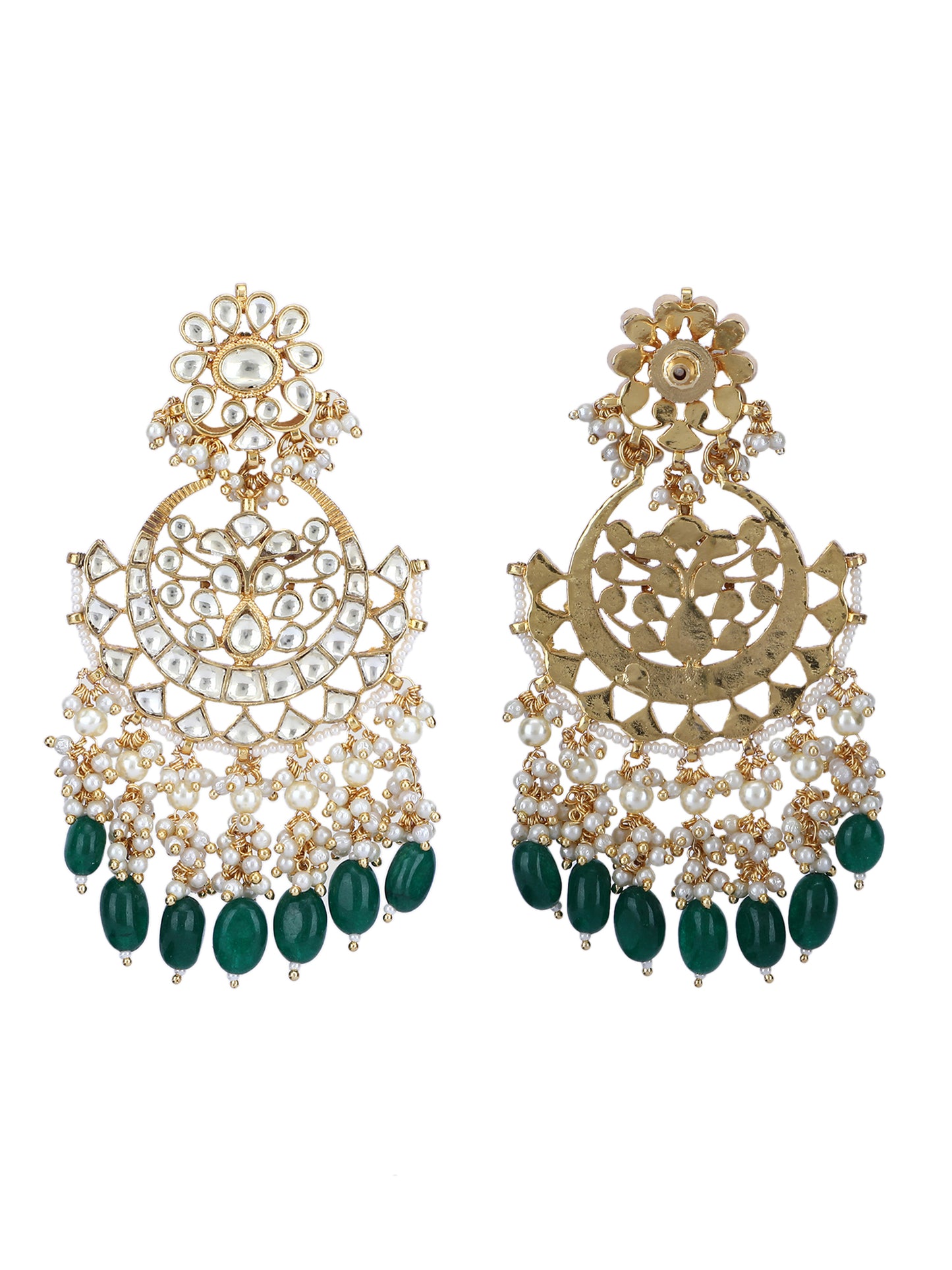 22KT Gold Plated Kundan Classic Green Necklace Set For women and Girls