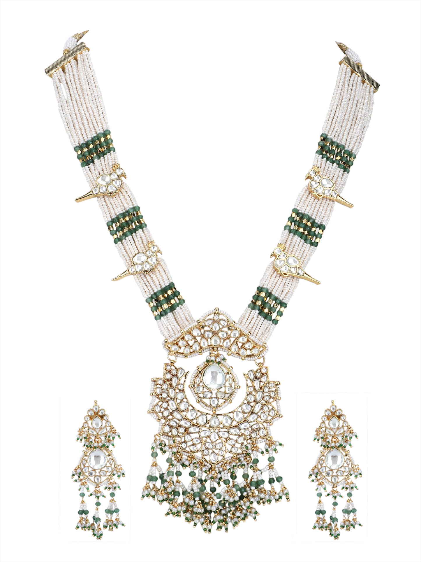 Shop Kundan Classic Green Necklace Set For women and Girl