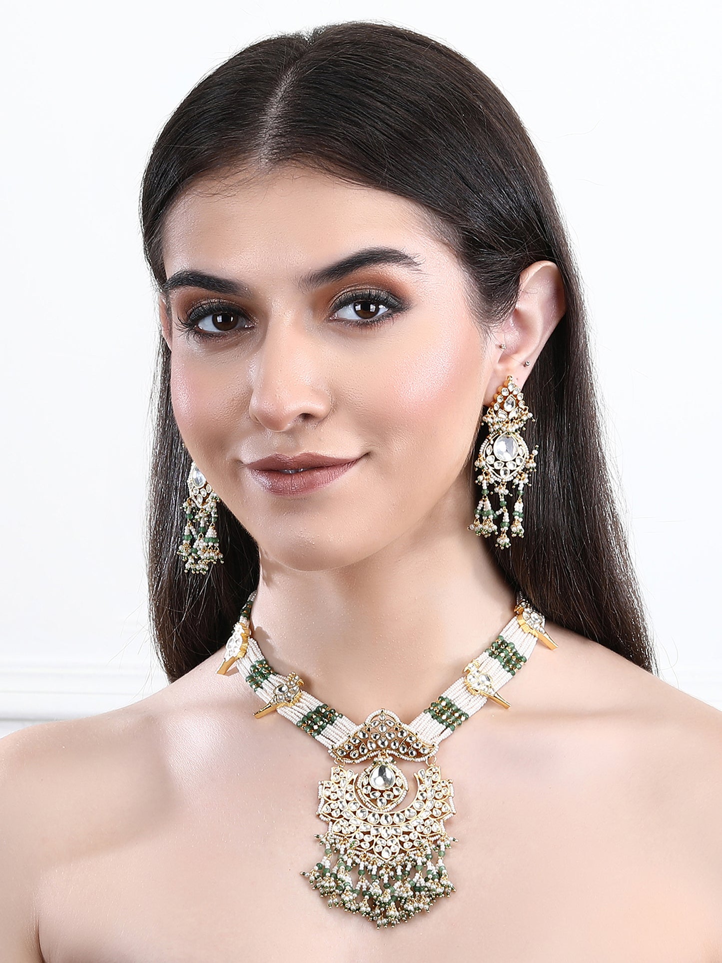 Order Kundan Classic Green Necklace Set For women and Girl