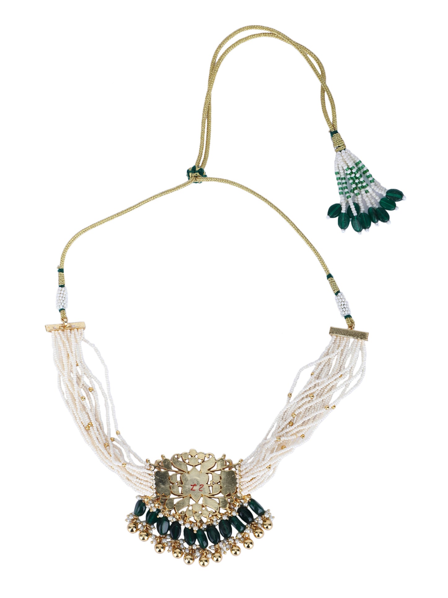 22KT Gold Plated Kundan Red and Green Choker Necklace Set For women and Girls