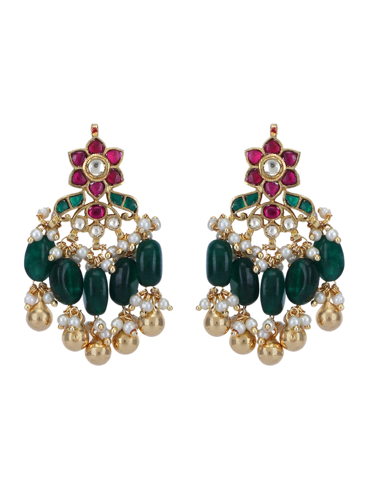 22KT Gold Plated Kundan Red and Green Choker Necklace Set For women and Girls
