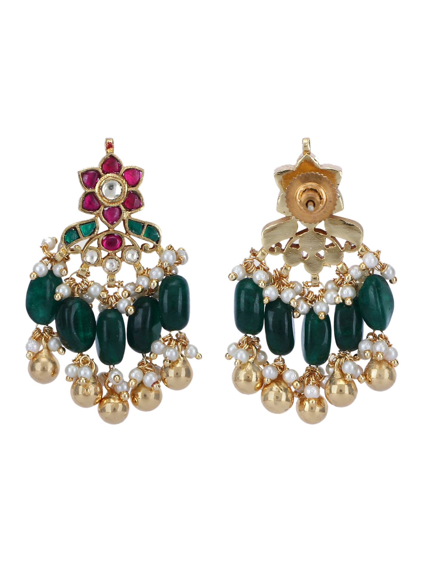 22KT Gold Plated Kundan Red and Green Choker Necklace Set For women and Girls