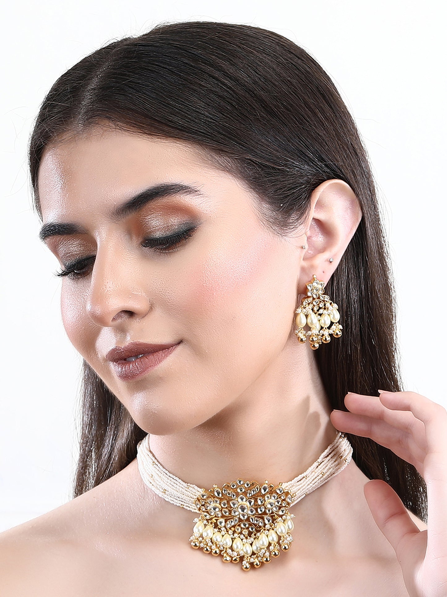 22KT Gold Plated Kundan Gold Choker Necklace Set for women and Girls