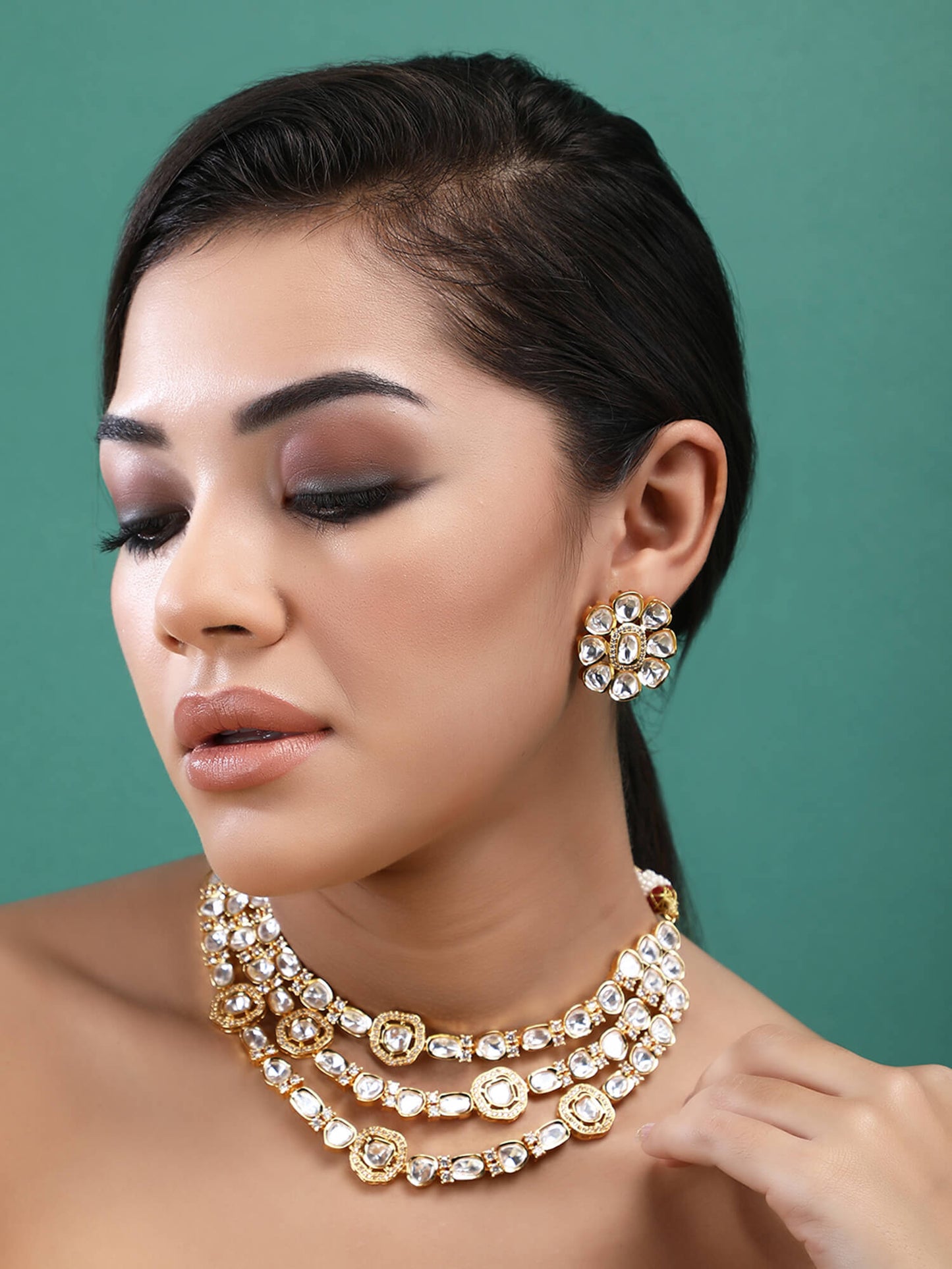 22KT Gold Plated Kundan Classic Necklace Set