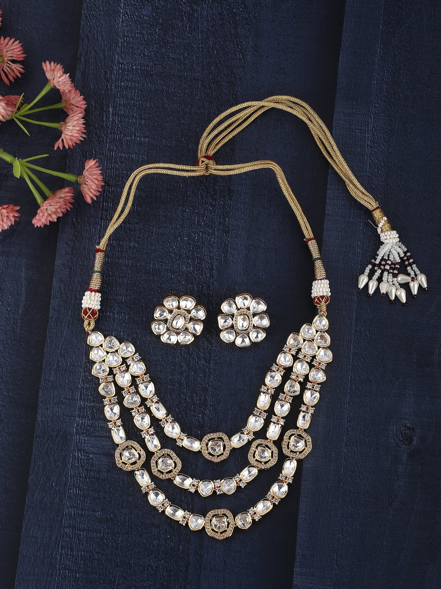 22KT Gold Plated Kundan Classic Necklace Set for women