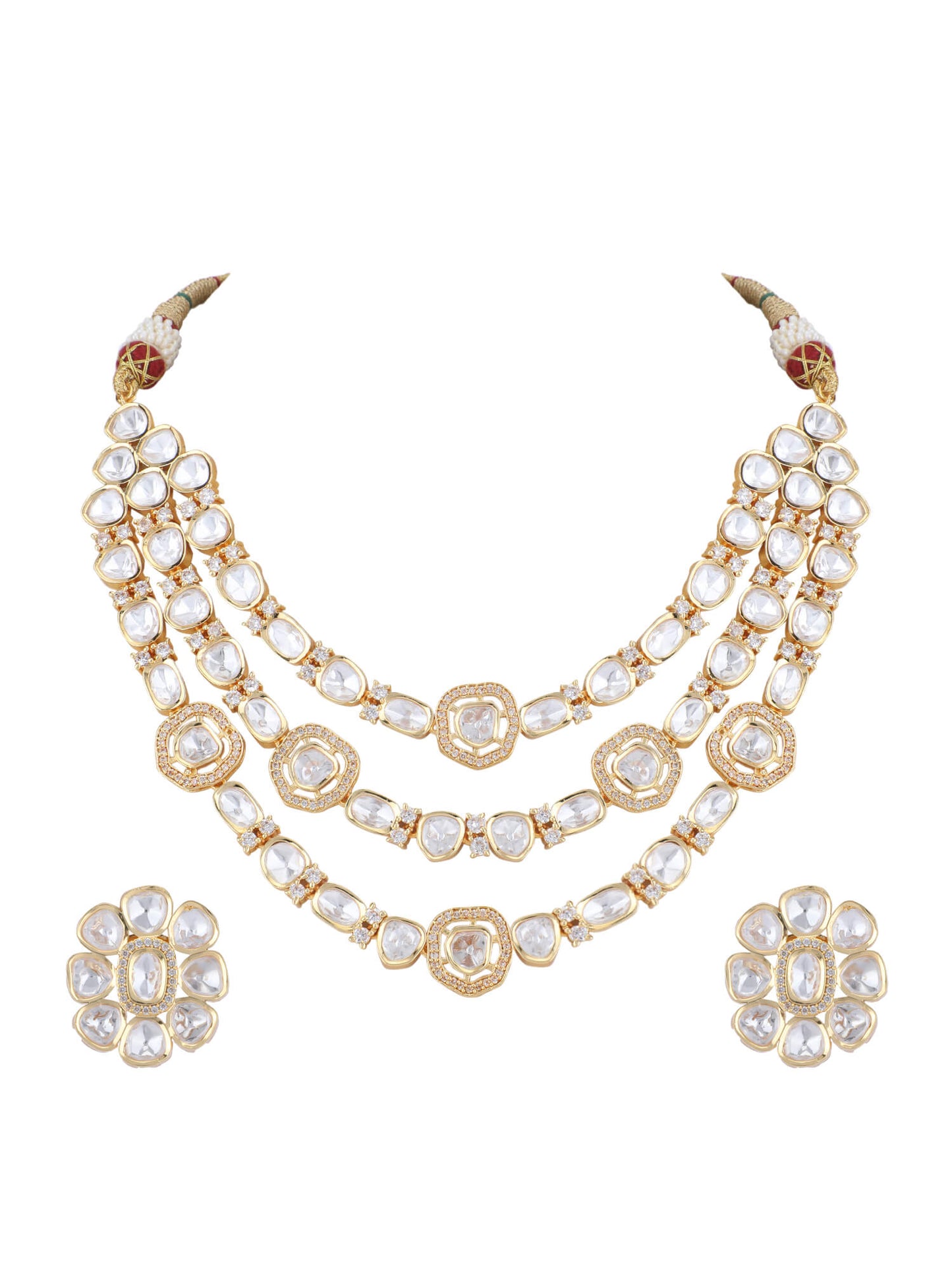 22KT Gold Plated Kundan Classic Necklace Set girls and women
