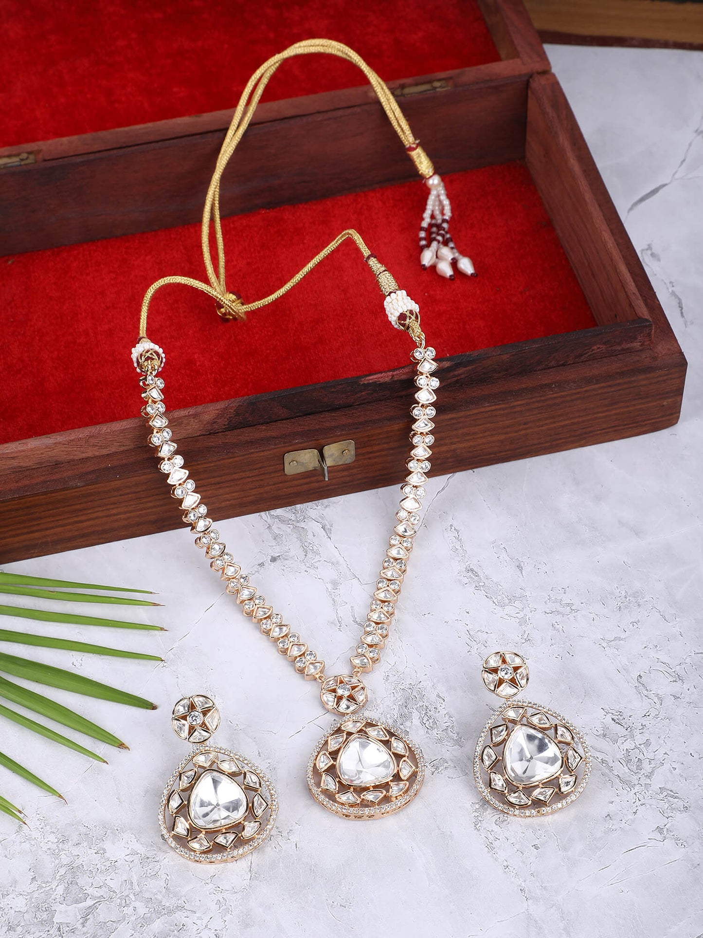 Rhodium Plated American Diamond Zircon Necklace Set