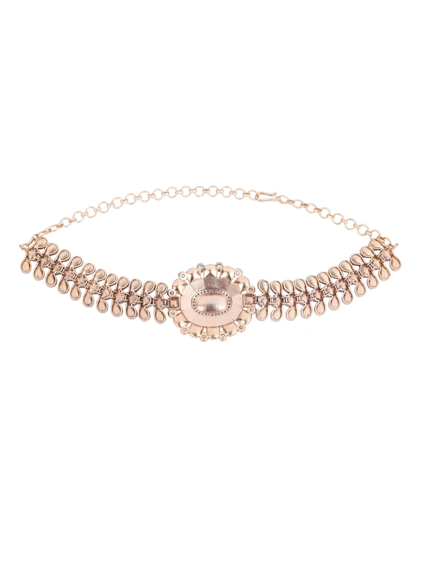 Gold Plated Kundan Navratna Choker Necklace Set 22KT