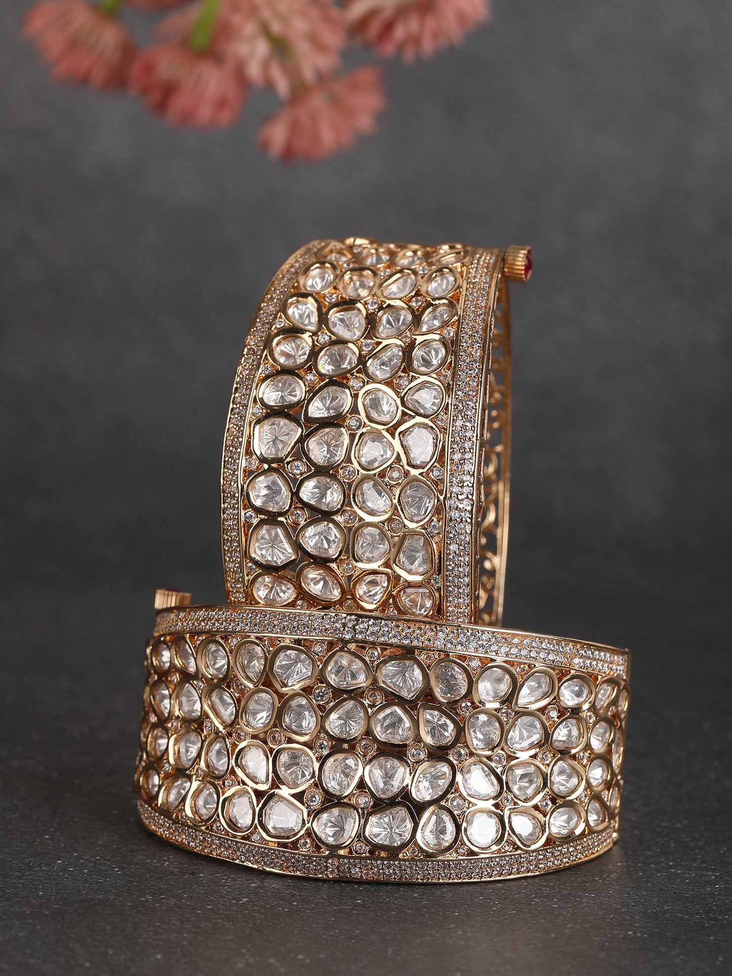 Gold Plated Kundan Bangle For women