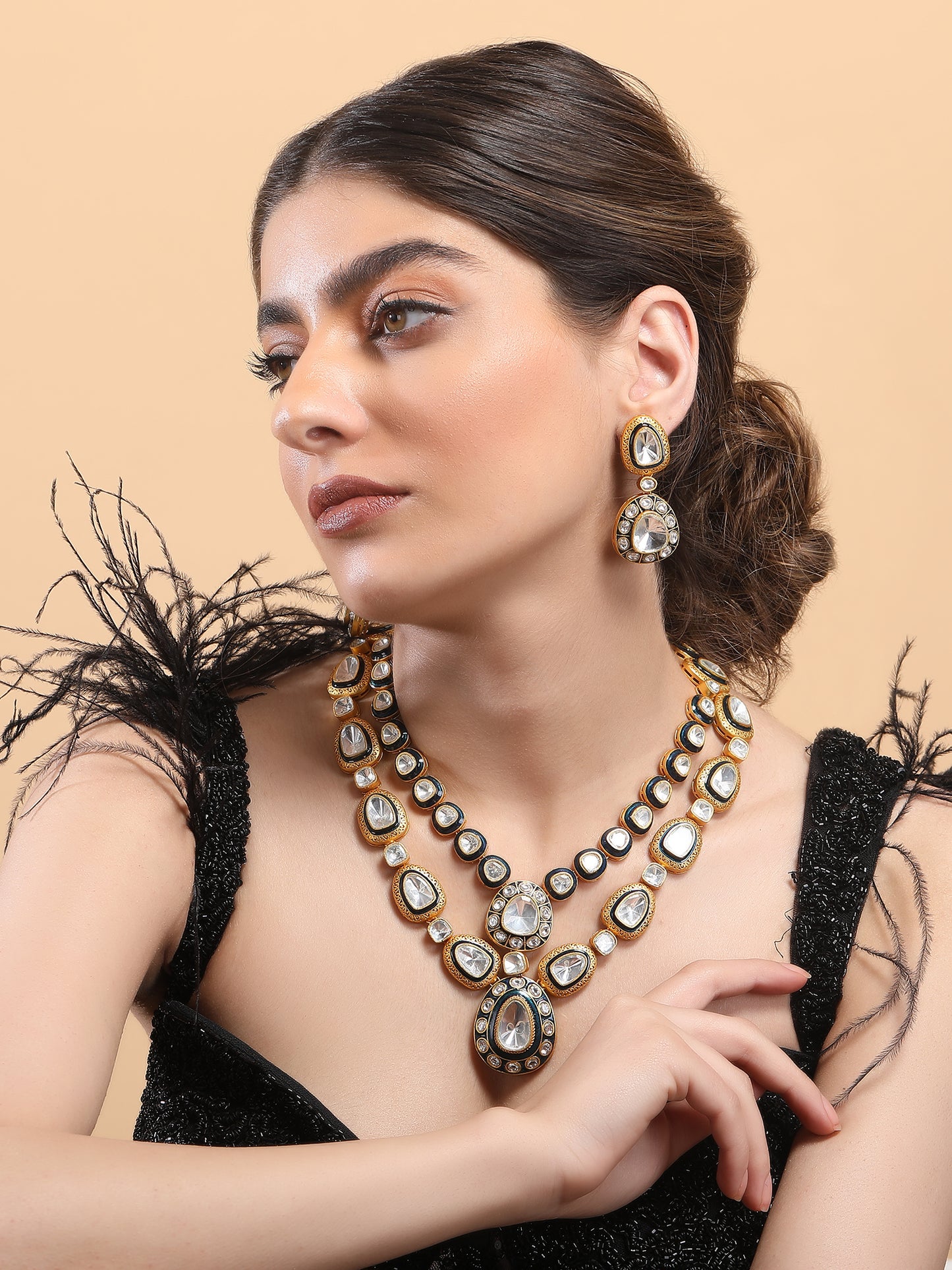 Gold Tone Polki Necklace For women