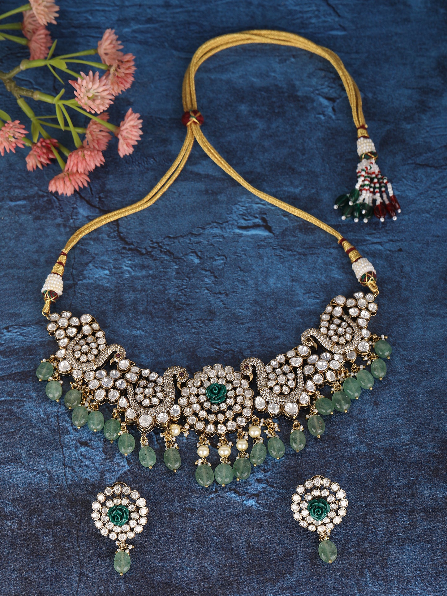 Victorian finish Green Necklace Set