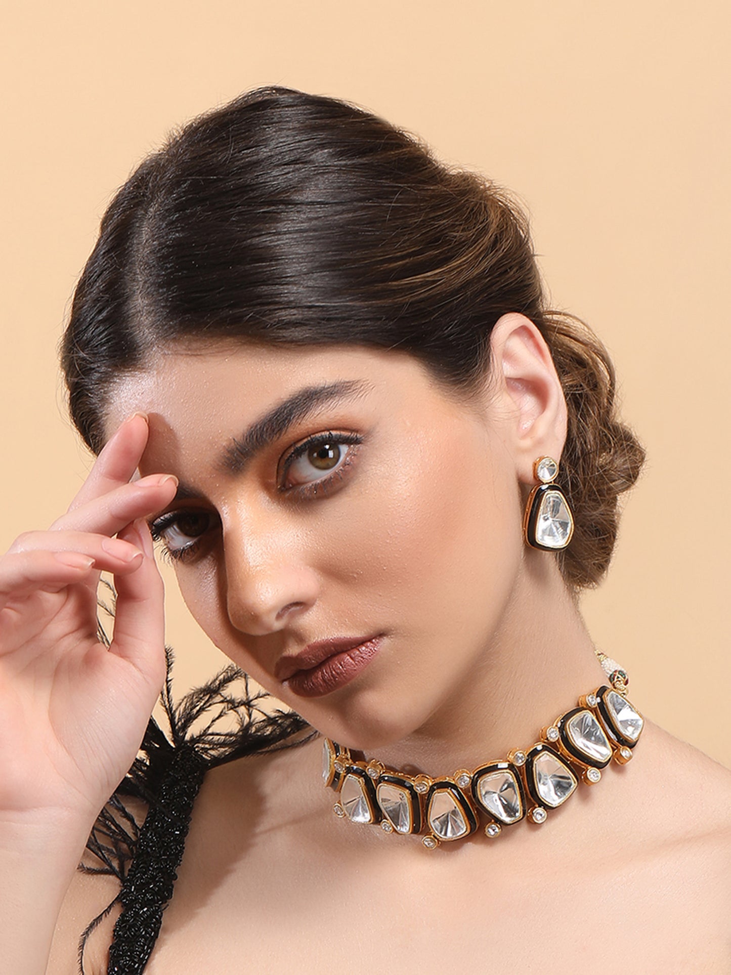 Elegant Kundan Polki Choker Necklace Set