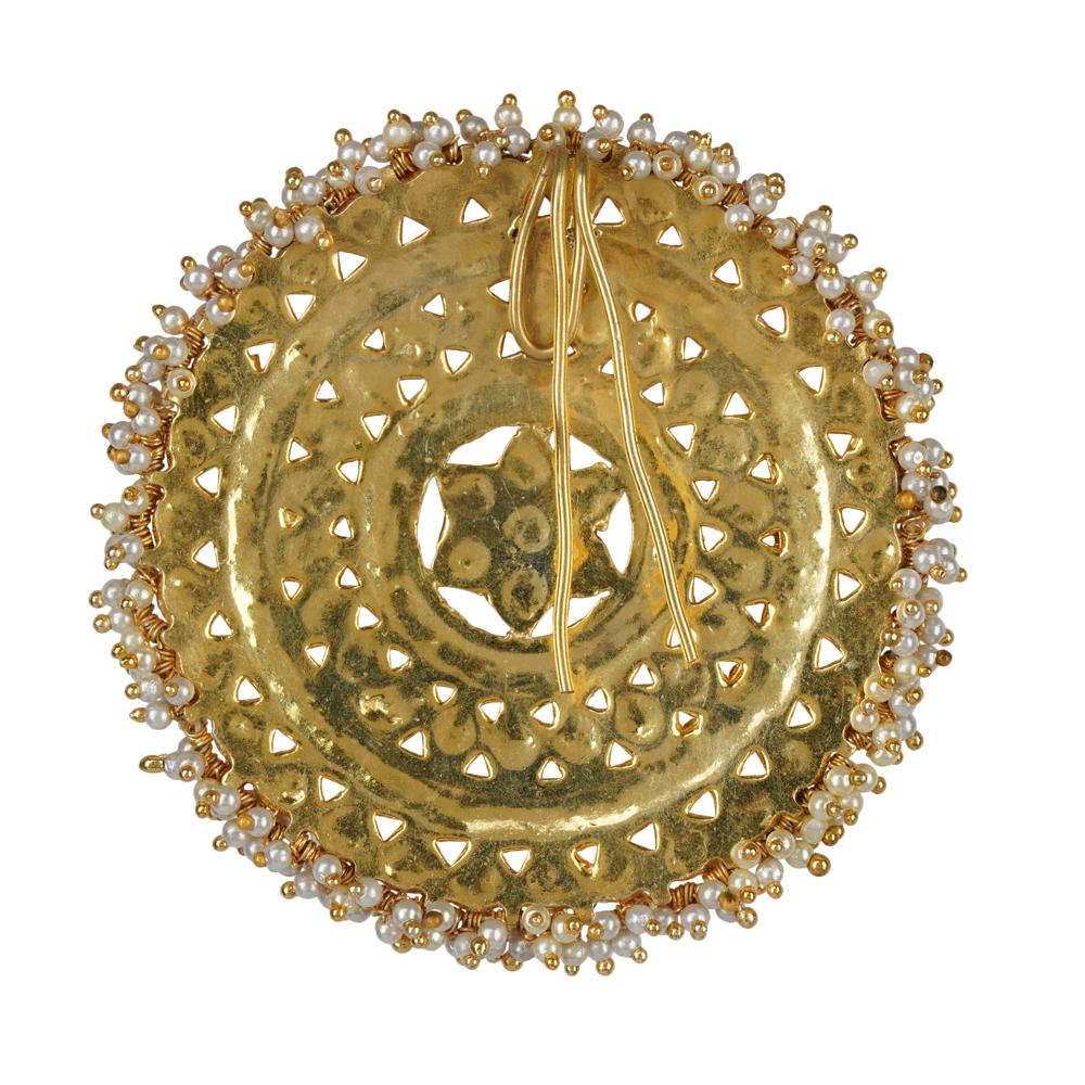 Grand Gold Plated Kundan Juda Pin